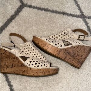 Women's Cream Wedge Sandals